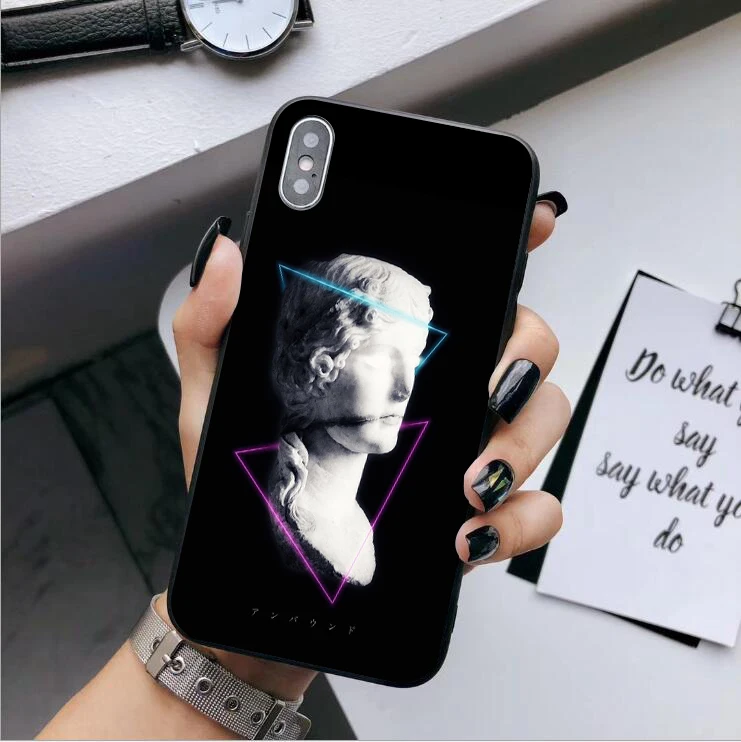 For iPhone X XS MAX XR Fashion sculpture art David Soft silicone Cover Phone Case 11 Pro 6 6S 7 8 Plus black |