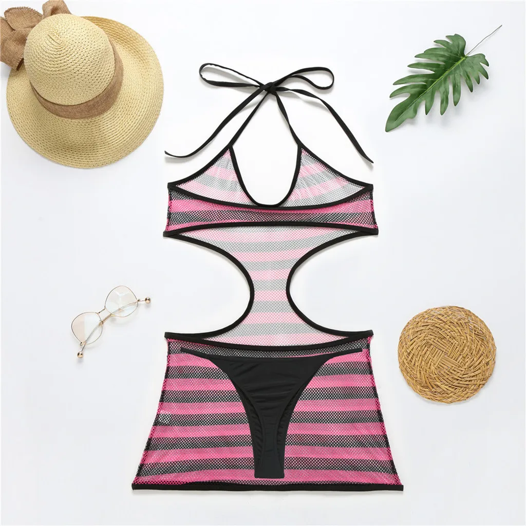 Женский купальник бикини пляжная одежда высокая талия сексуальный черный на