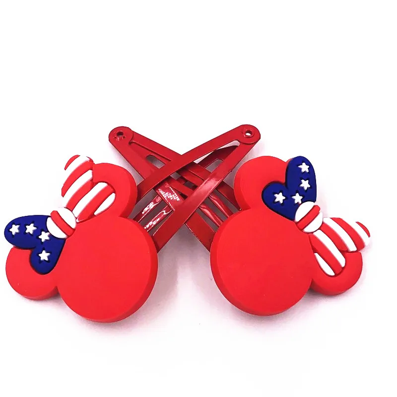 2 шт./компл. мультфильм Микки Минни значок заколки для волос ПВХ мягкие детей