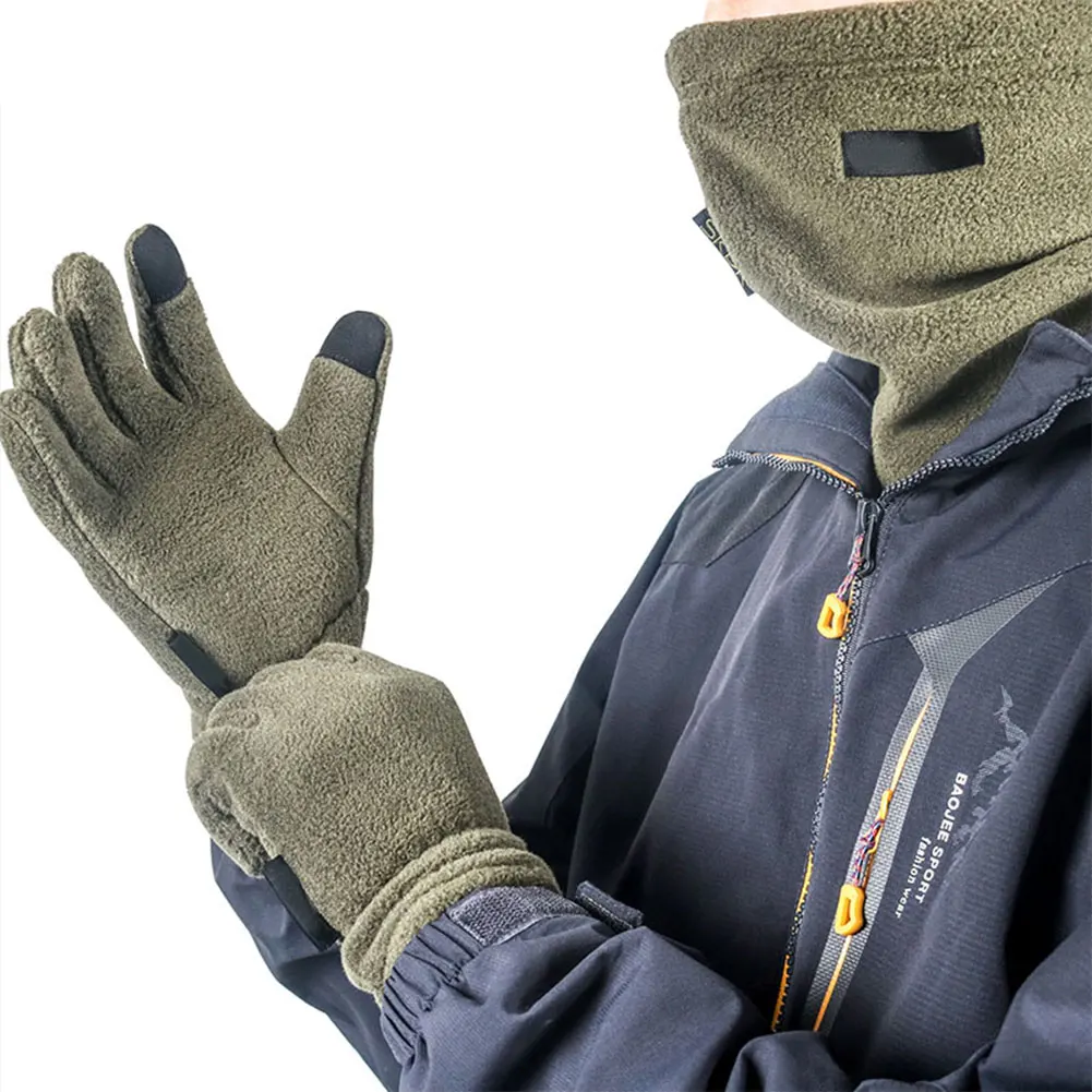 

Winter New Hat Fleece Warm Three-Piece Hat Scarf Gloves Gloves Snow And Cold Balaclava Hat Solid Color Scarf Gloves