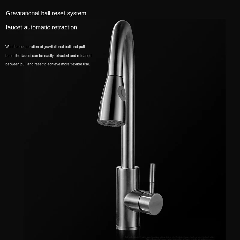 

304 stainless 360 degrees steel wire drawing kitchen rotary faucet wash basin sink pull type cold and hot mixed water faucet
