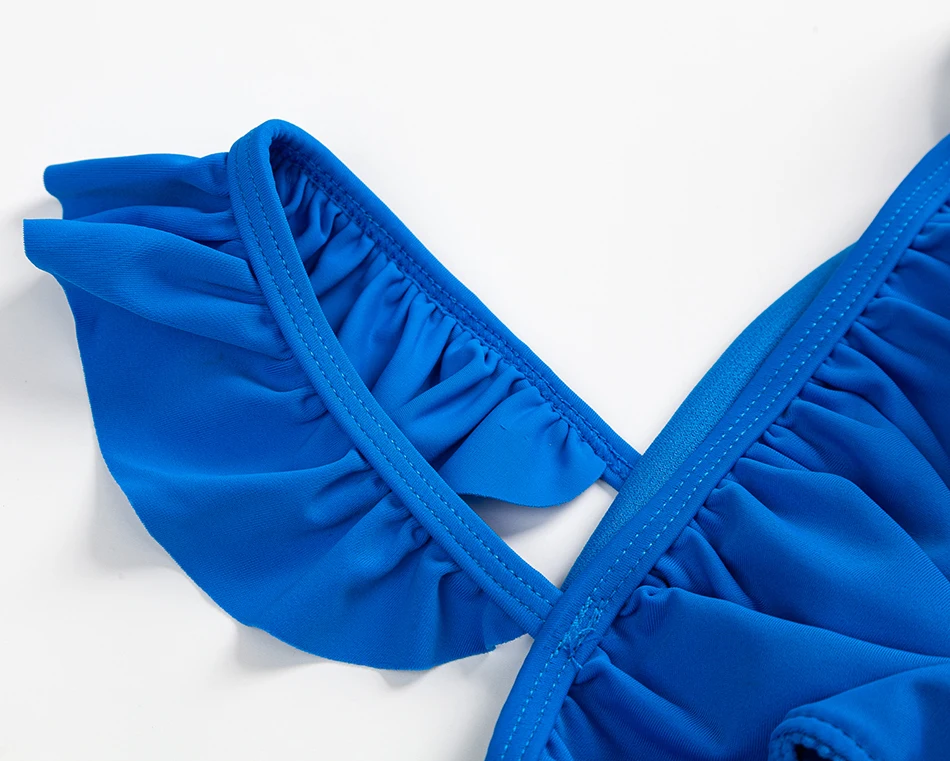 5-13years Girls Swimwear Ruffle Style Two-piece Bathing Suits 2021 New Blue Children Beachwear Tankini 1061 | Спорт и развлечения