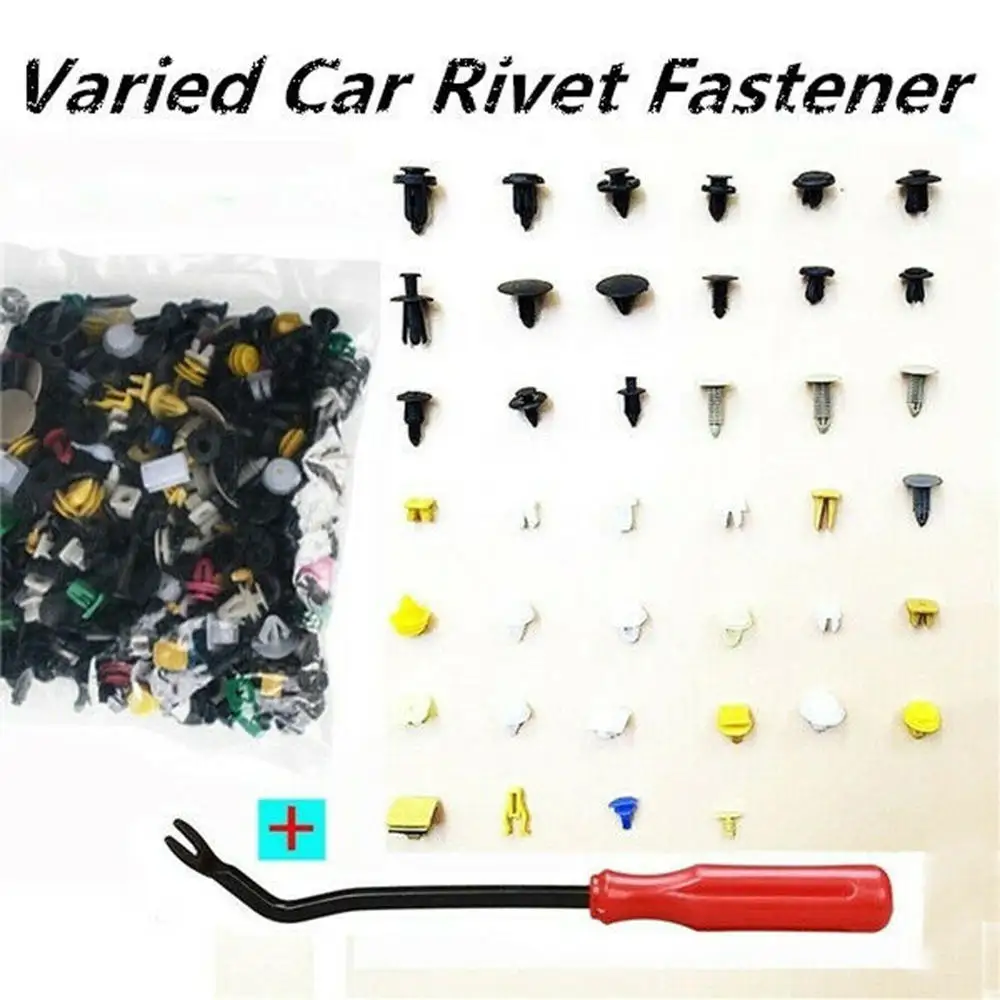 

200pcs Plastic + Nylon Car Push Pin Mixed Door Trim Panel Clip Fastener Bumper Rivet Retainer