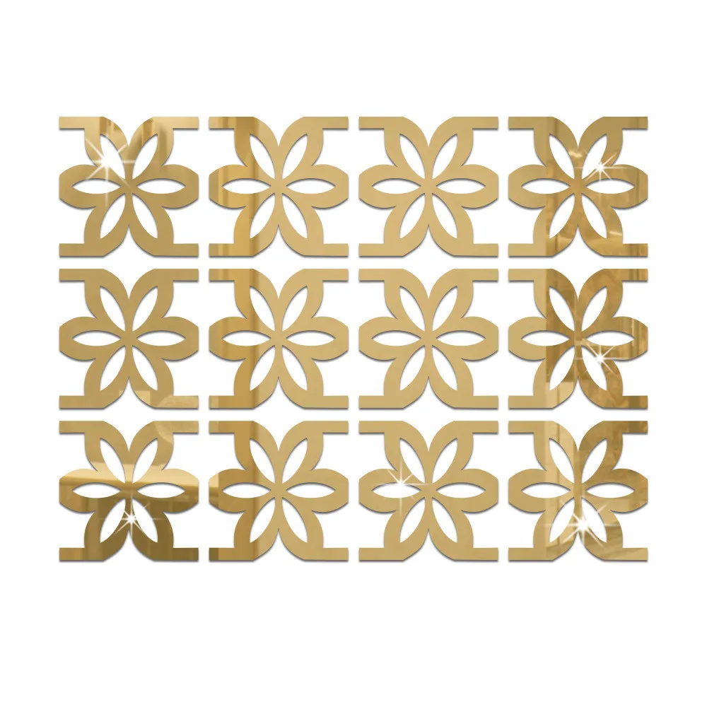 

Hollow flowers mirrored acrylic wallsticker Cabinet Decor wallpaper Ceiling renovation sticker Furniture background wall sticker