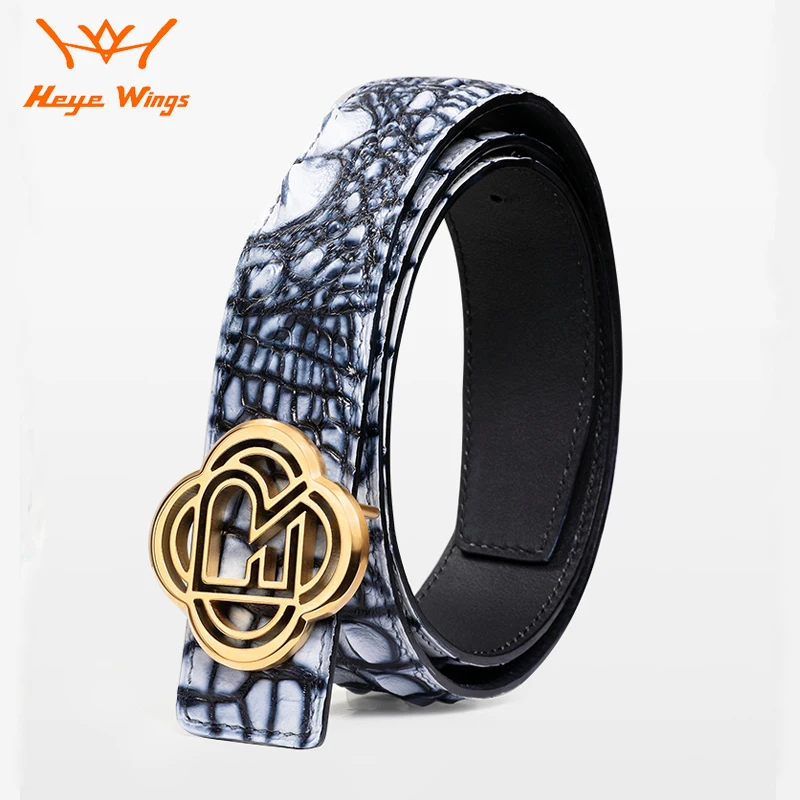 

High-End Luxury Crocodile Skin Men Belts Stainless Steel Buckle Business Fashion Leather Belt Multiple Color Options