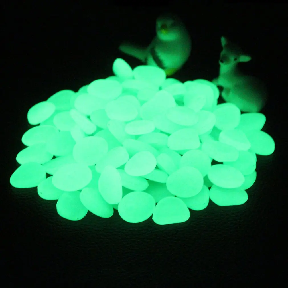 

100/200/300Pcs Glow In The Dark Stones Glowing Stones Fluorescent Bright Pebbles Luminous Stones for Aquarium Garden Decoration