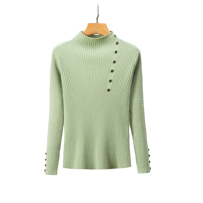 Женский свитер на пуговицах GOPLUS розовый трикотажный пуловер с длинным рукавом в