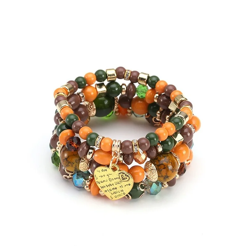 

Explosive Jewelry Bohemian Multilayer Beaded Unisex Bracelet Elastic Cord Bracelet Love Bracelet Scenic Souvenir