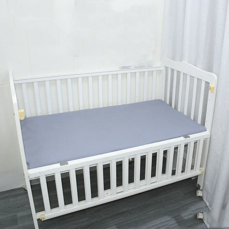 Мягкая хлопковая простыня для детской кровати однотонный нескользящий защитный