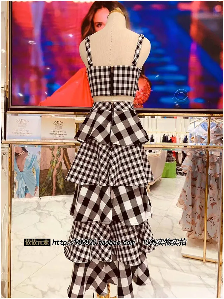 Весна 2020 Новое поступление клетчатые женские комплекты из 2 предметов топы +