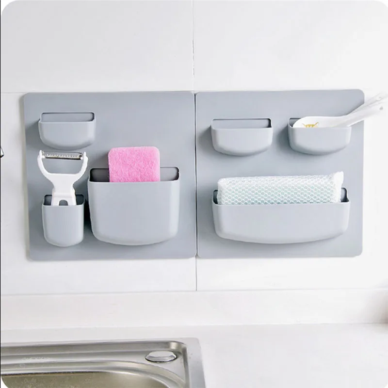 1pcs Plastic Self-adhesive Kitchen Refrigerator Fridge Storage Rack Organizer Cleaning Sponge Vegetable Fruit Home Tools | Дом и сад