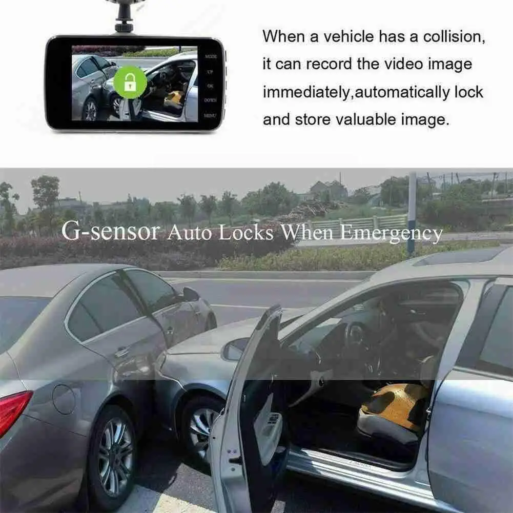 

4inch Car DVR Dash Camera Rear View Dual Lens Full 2021 Cars Video Cycle Camera Cam HD G-Sensor Dash Recording 1080P Record D7X4