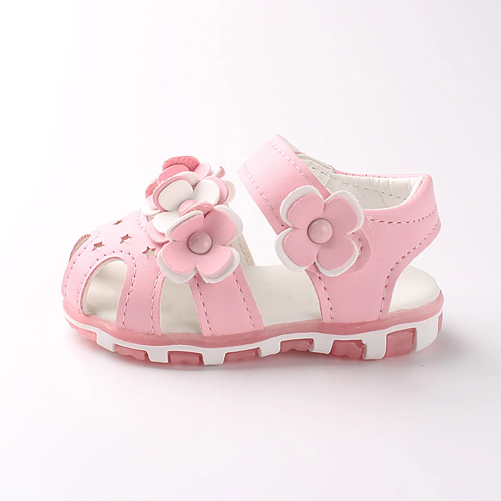 

Toddler Baby Girls Sandals Newborn Kids Cute Hollow Out Soft Flowers Non-slip Shoes Indoor Infant First Walkers Sandals 3-18M