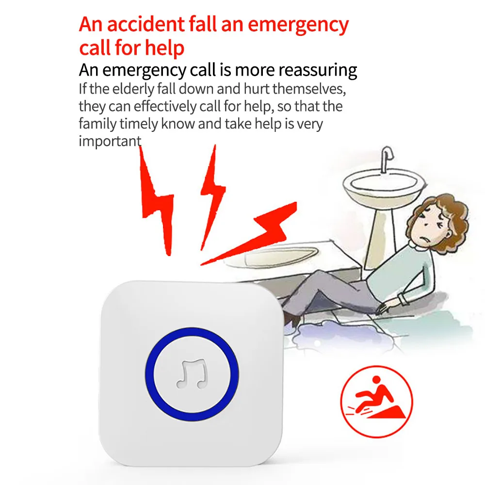 

Home Wireless Doorbell Smart LED Light Waterproof Call Bell 330M Remote Battery Button 52 Bell 4 Volume For Home Office