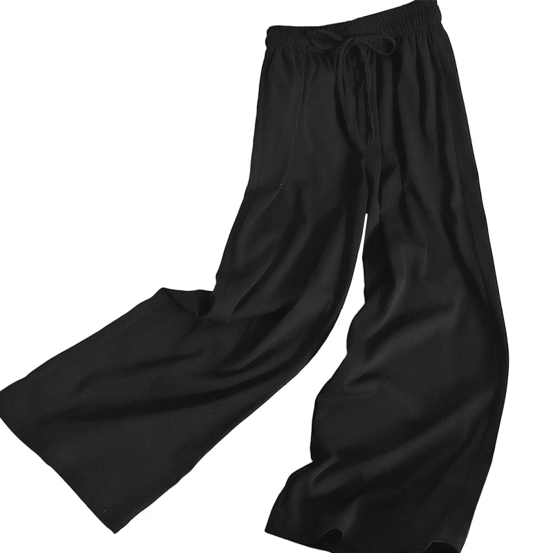 

Fashion lace-up elastic waist casual pants solid color straight-leg pants for women's wide-leg loose pants Korean trousers trend