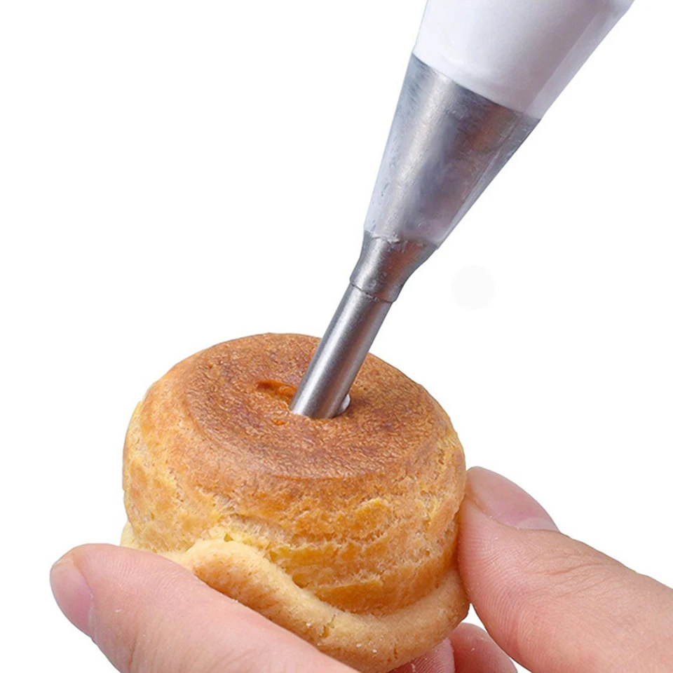 4 Pcs Stainless Steel Pointed Eclair Puff Nozzle Cupcake Filling Tubes Cake Cream Confectionery Icing Piping Tip Kit Sets | Дом и сад
