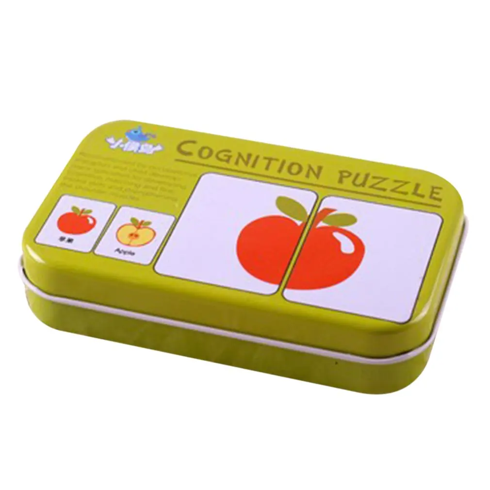

Children Cognitive Puzzle Card With Iron Box Educational Toys Matching Game Cartoon Baby Learning Cards