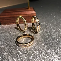 18kgp rose gold color luxury aaa cz zirconia rings for woman man wedding 316l stainless steel jewelry prevent allergy