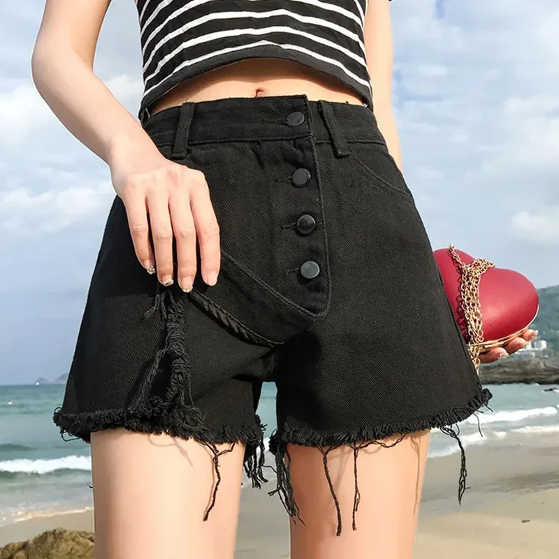 

Super high waist denim shorts jeans women's summer thin section 2021 new Korean fashion loose and thin a line wid-eleg hot pants
