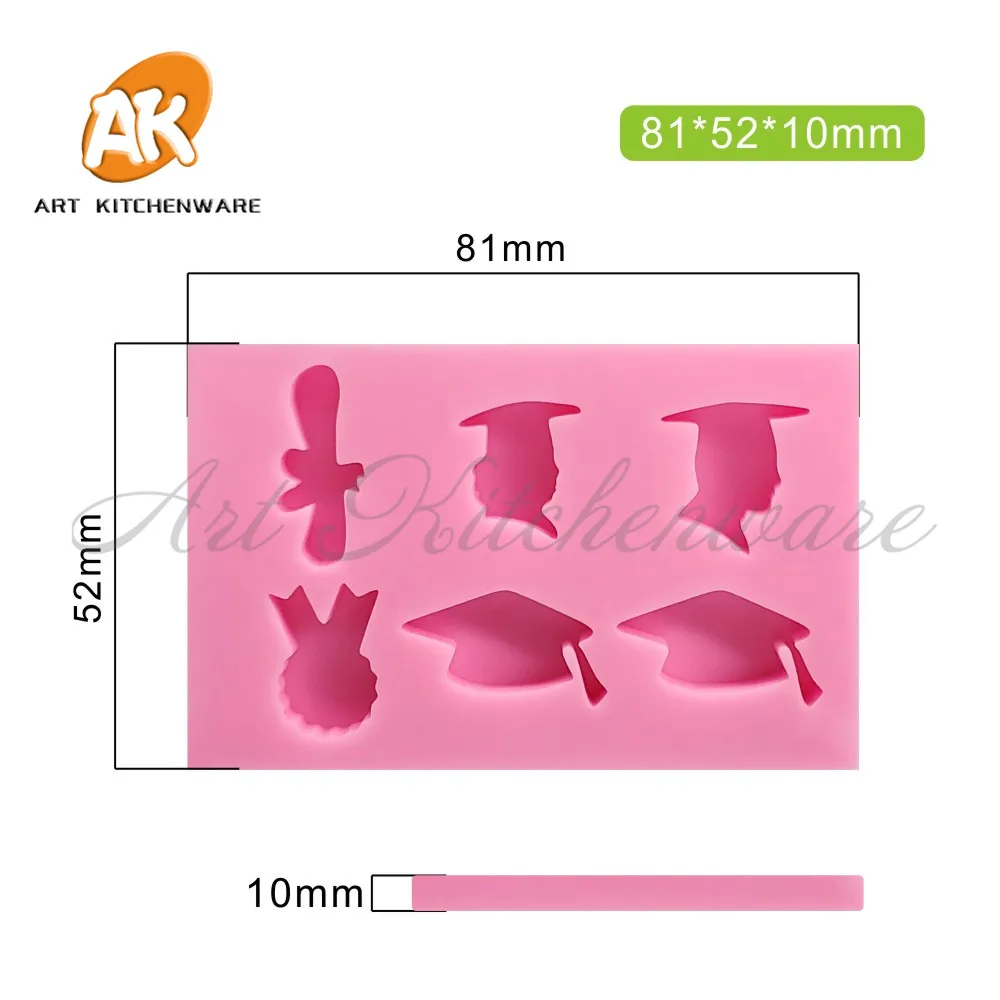 DIY Graduate Silicone Molds Owl Bachelor Cap Fondant Mold DIY Party Cake Decorating Tools Candy Clay Chocolate Gumpaste Moulds images - 6