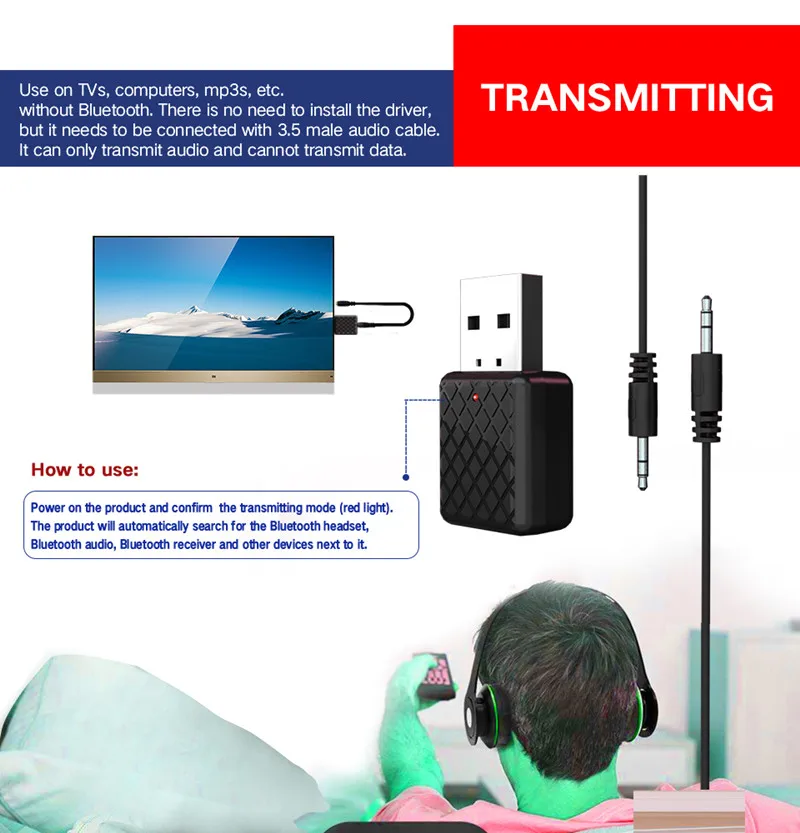 5 0 Bluetooth передатчик приемник Мини 3 мм AUX стерео беспроводной адаптер для