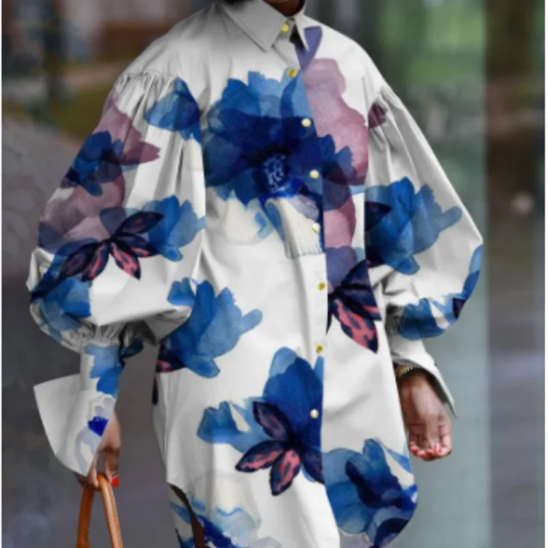 Женское платье-рубашка с длинным рукавом большого размера | Тематическая одежда