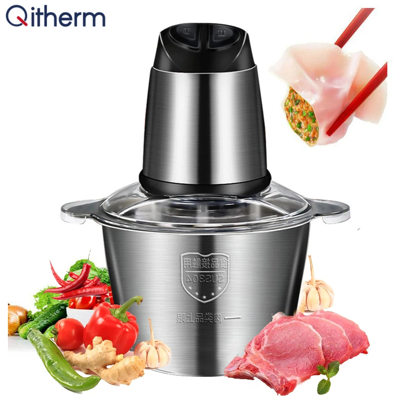

2L/3L Capacity Electric Meat Grinder 300W Stainless Steel Garlic Masher Kitchen Food Chopper Automatic Meat Grinder Mincer