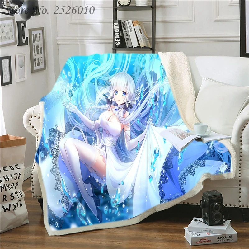 

Throw Blanket Azur Lane 3D Velvet Plush Blanket Bedspread for Kids Girls Sherpa Blanket Couch Quilt Cover Travel