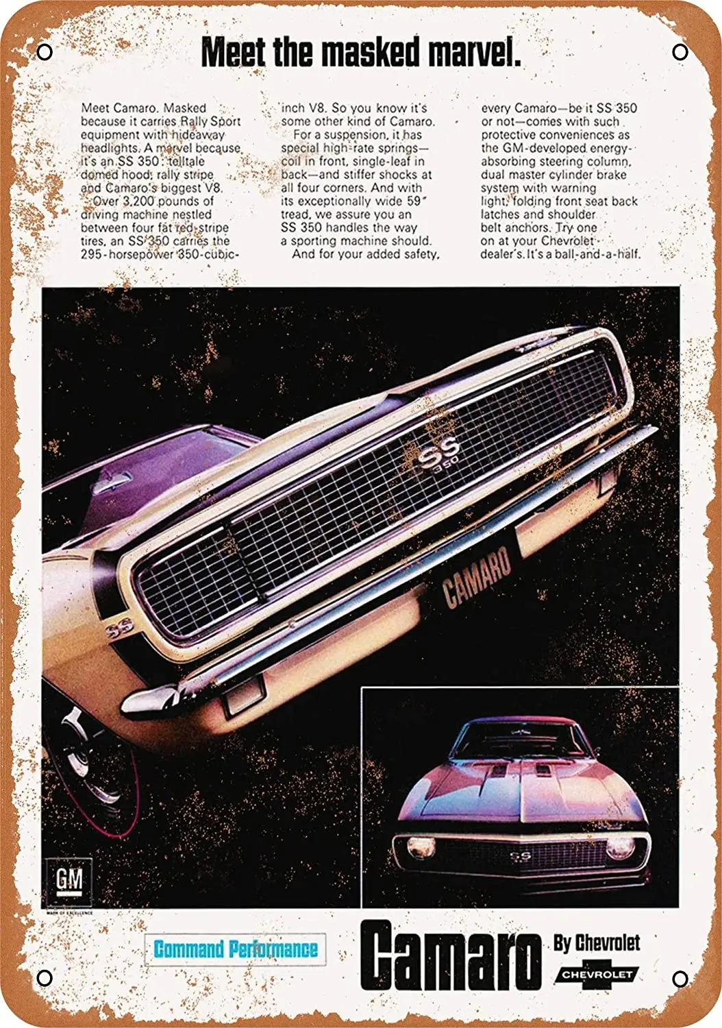 

inches Metal Vintage Funny Tin Sign 1967 Camaro SS 350
