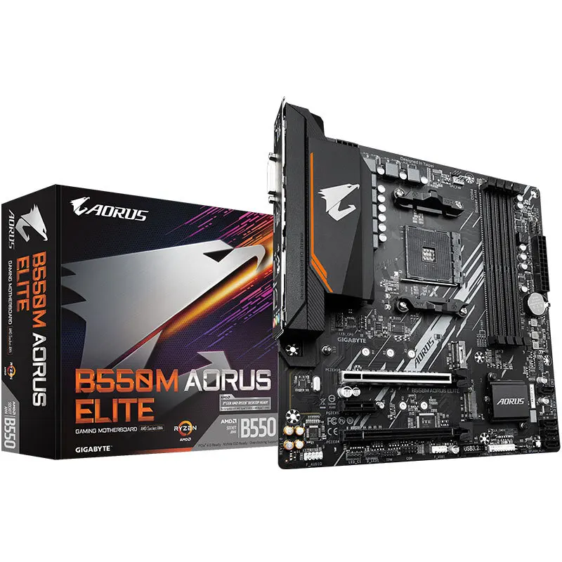 Bestellen GIGABYTE GA B550M AORUS ELITE DDR4 RAM 64G M.2 USB 3,2 Neue Doppel Kanal Buchse AM4 Motherboard Micro-ATX Ryzen/3600/3700X/5800X