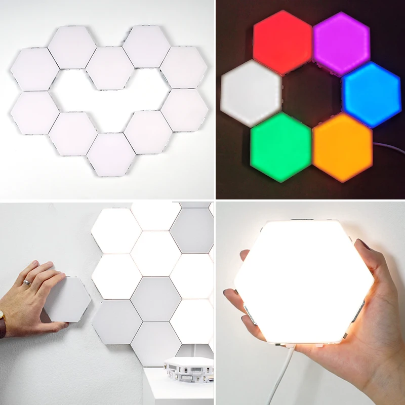 

Novelty Quantum Lamp Creative LED Touch Night Light Geometry Assembly Home Bedroom Decor Luminaria Wall Lampa DIY Illuminations