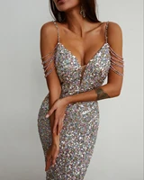 new summer womens chic colorful sequin beaded off shoulder design tight sexy celebrity party club dress