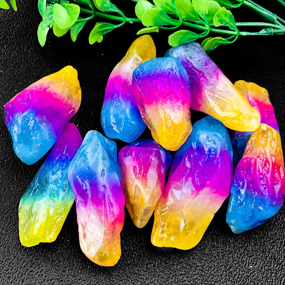 

Natural Colorful Crystal Irregular Pillar Top Drilled Point Beads Raw Crystal Stick Beads With Holes Pendant For Jewelry Making