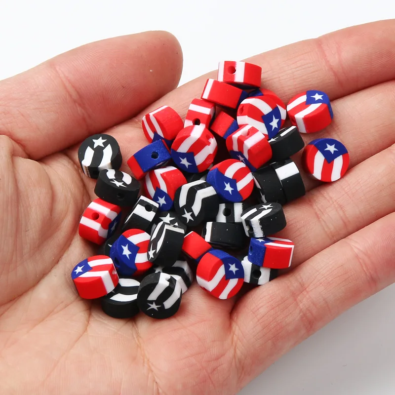 

Плоские круглые бусины-разделители с государственным флагом 20 шт./лот, бусины из полимерной глины для рукоделия, рукоделия, изготовления юв...