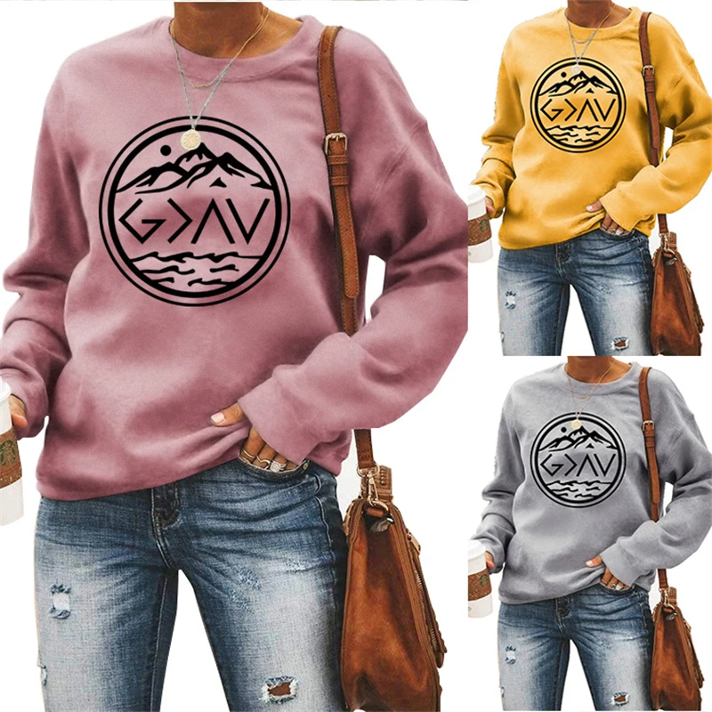 Autumn and winter women's new fashion sports casual cotton comfortable sweater belief GAV letter printing