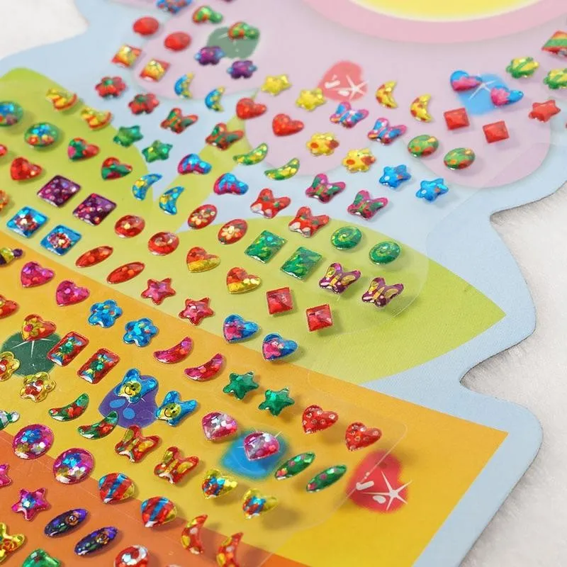 Pegatina de cristal 3d para ni&ntilde;os, pegatinas de dibujos animados de girasol, abeja, helado, premio de Kindergarten, diamantes, decoraci&oacute;n, gemas, Juguetes-3