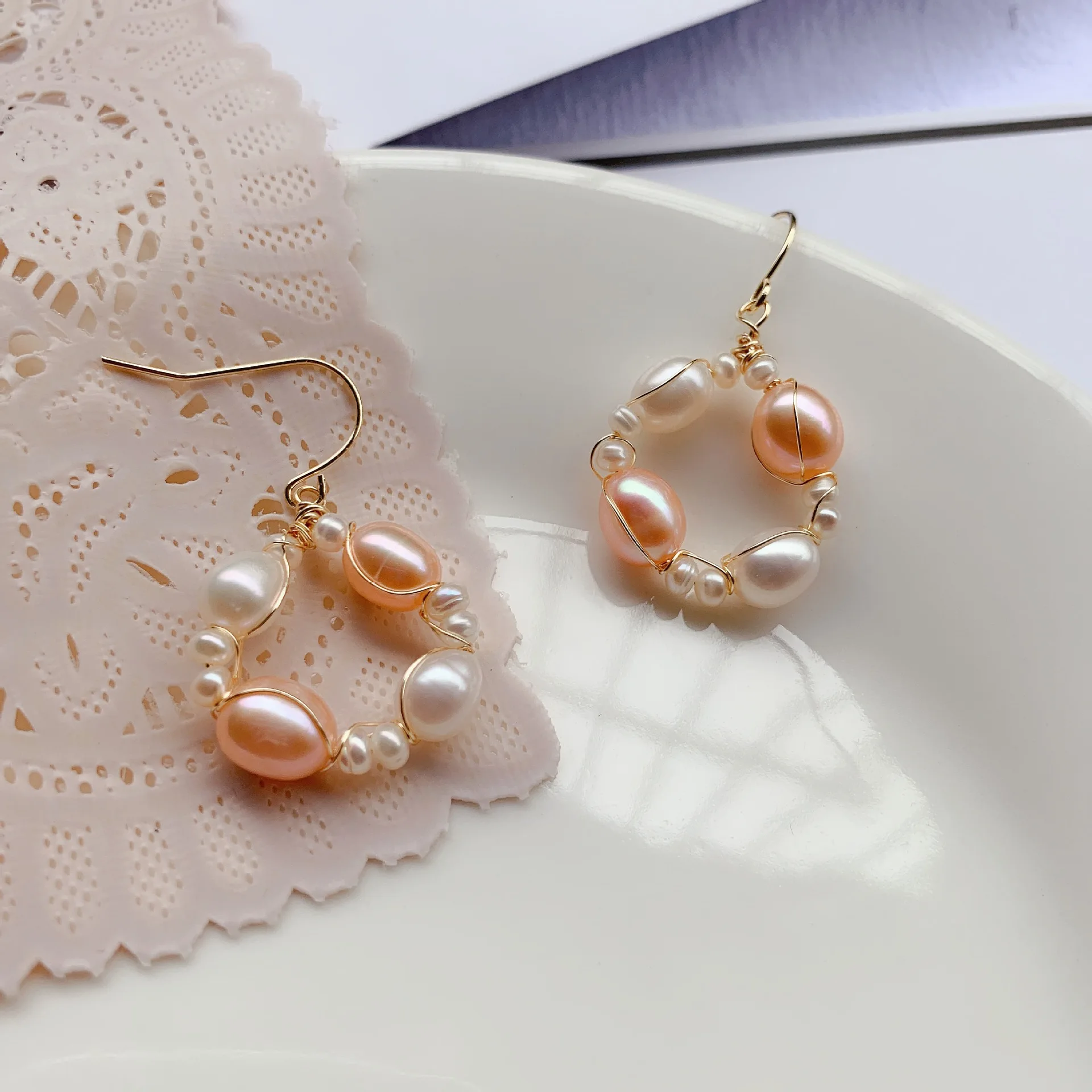 Золотые Винтажные серьги из натурального жемчуга в Корейском стиле для женщин