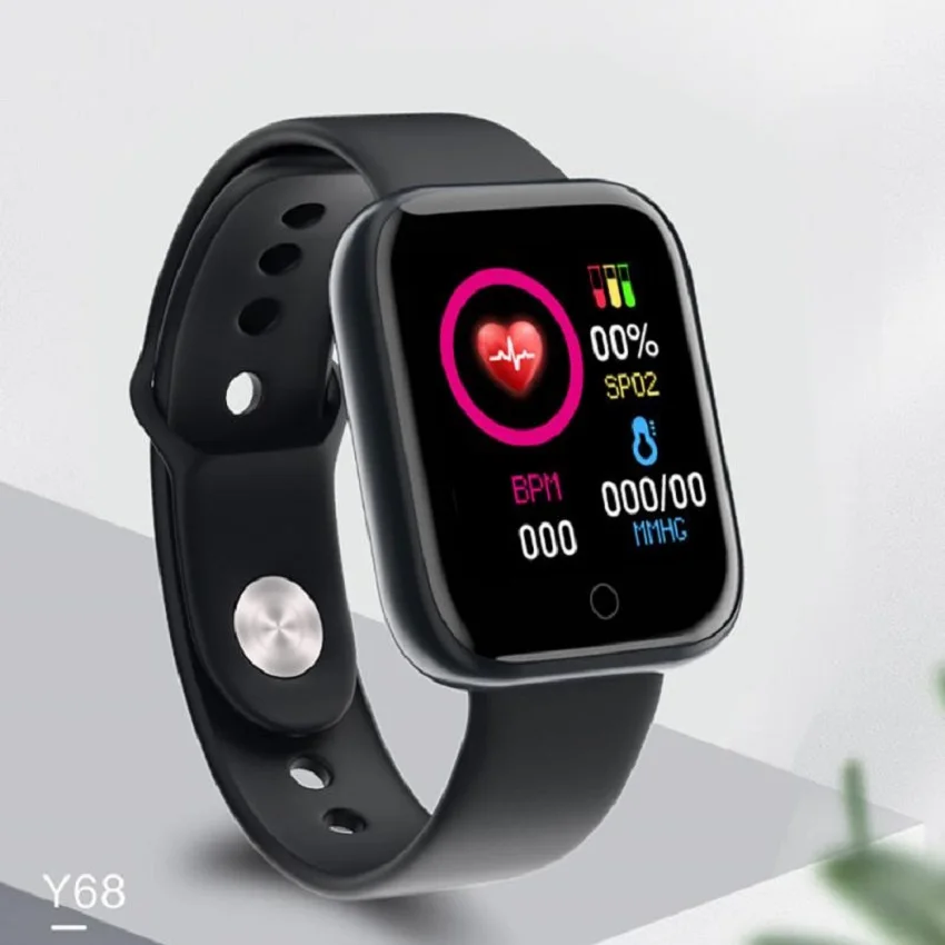 Умные часы Y68 водонепроницаемые с Bluetooth спортивные мужские для IPhone Xiaomi фитнес