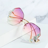 luxury designer rimless sunglasses women vintage brand shades bling rhinestone diamond sun glasses fashion eyewear gafas de sol