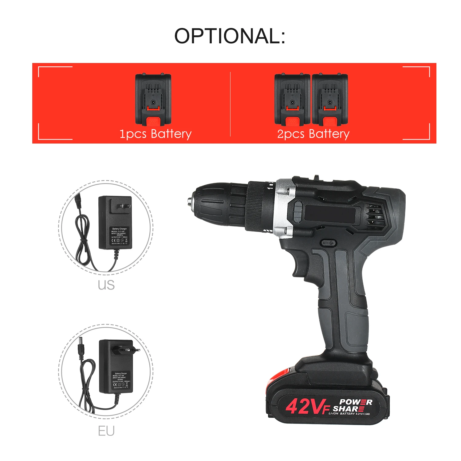 21V Аккумуляторная дрель компьютеров комплект 2 Скорость бесщеточная