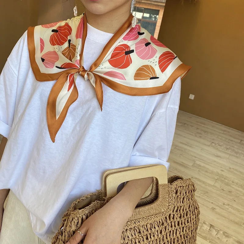 

Silk Scarf Women Shawls Wraps Fashion Small Hair Neck Hijabs Foulard Scarves Female Lady bufanda seda mujer echarpe ete soie