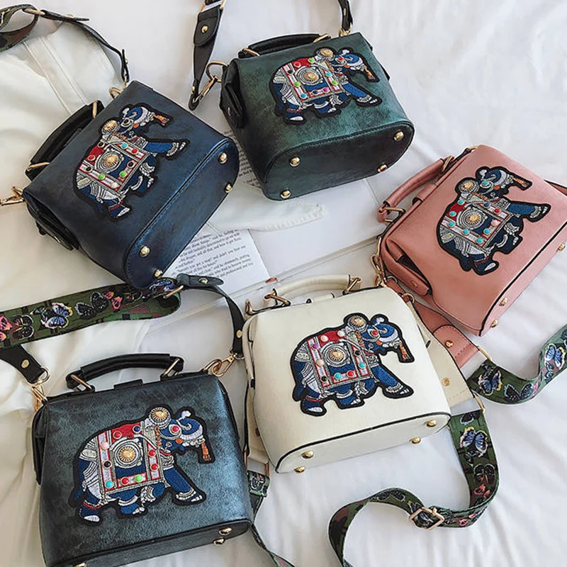 Женские сумки с вышивкой в винтажном стиле широкий ремешок бабочкой из