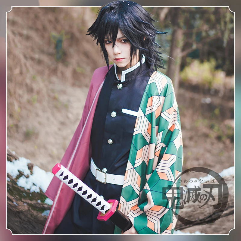 Японские костюмы для косплея из аниме рассекающий демонов кимоно Tomioka Giyuu полный