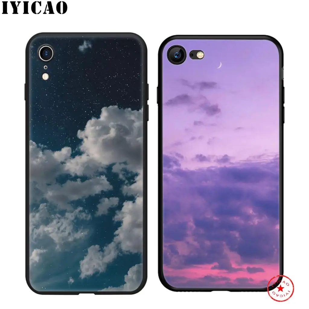 IYICAO Луна Звезда облако ночь мягкий черный силиконовый чехол для iPhone 11 Pro Xr Xs Max X