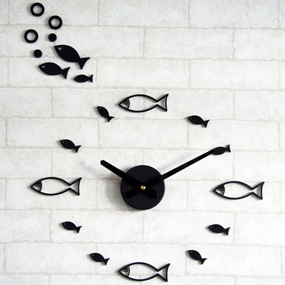 Креативные настенные часы сделай сам с рыбками современный дизайн забавные