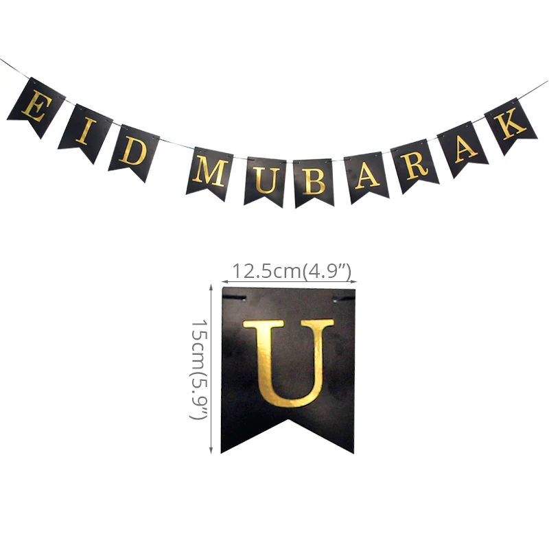 1set Banner Золото Рамадан Карим украшения ИД Мубарак баннер и воздушные шары ИД Рамадан вечерние украшения Ид аль-Фитр Рамадан украшение Мубарак - Цвет: 1set Banner