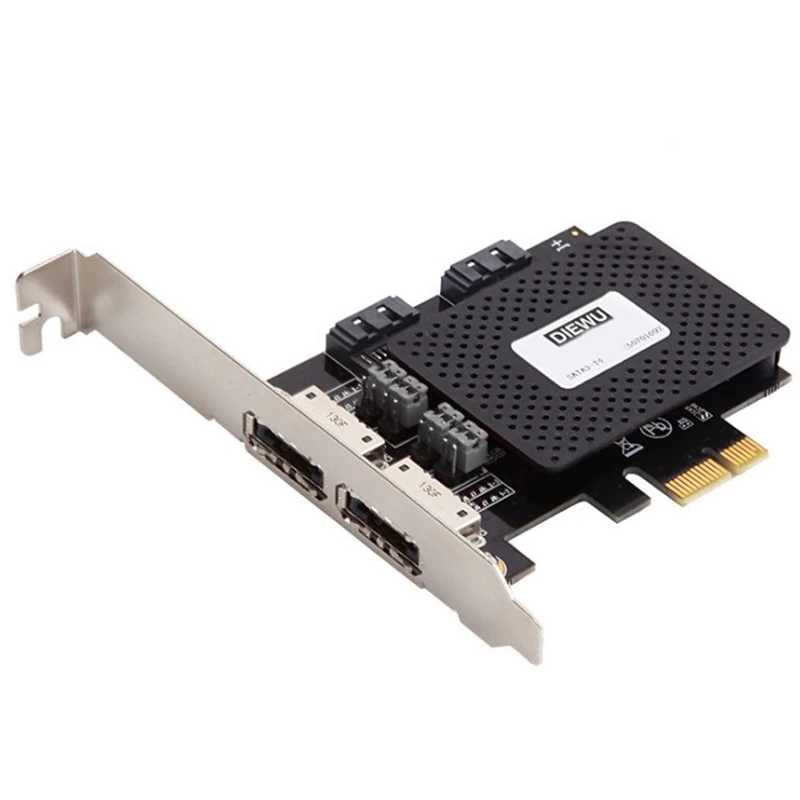 Плата расширения DIEWU PCI Express PCI-E 1X to 2 ESATA + SATA3 для активированного Ssd твердотельного