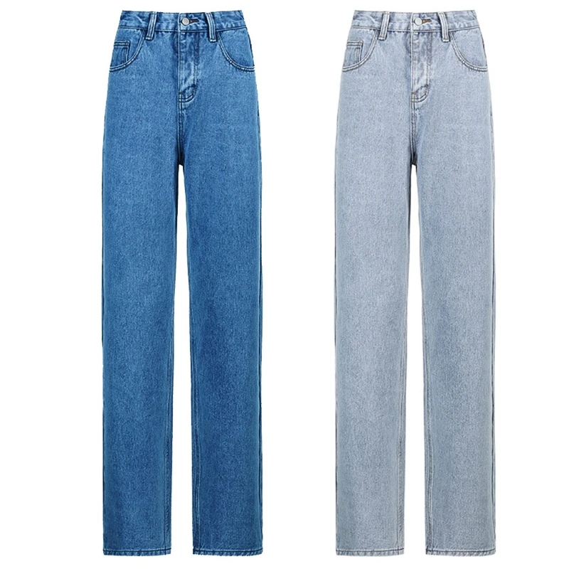 

Women Harajuku High Waist Baggy Jeans Butterfly Print Loose Straight Denim Pants XX9D