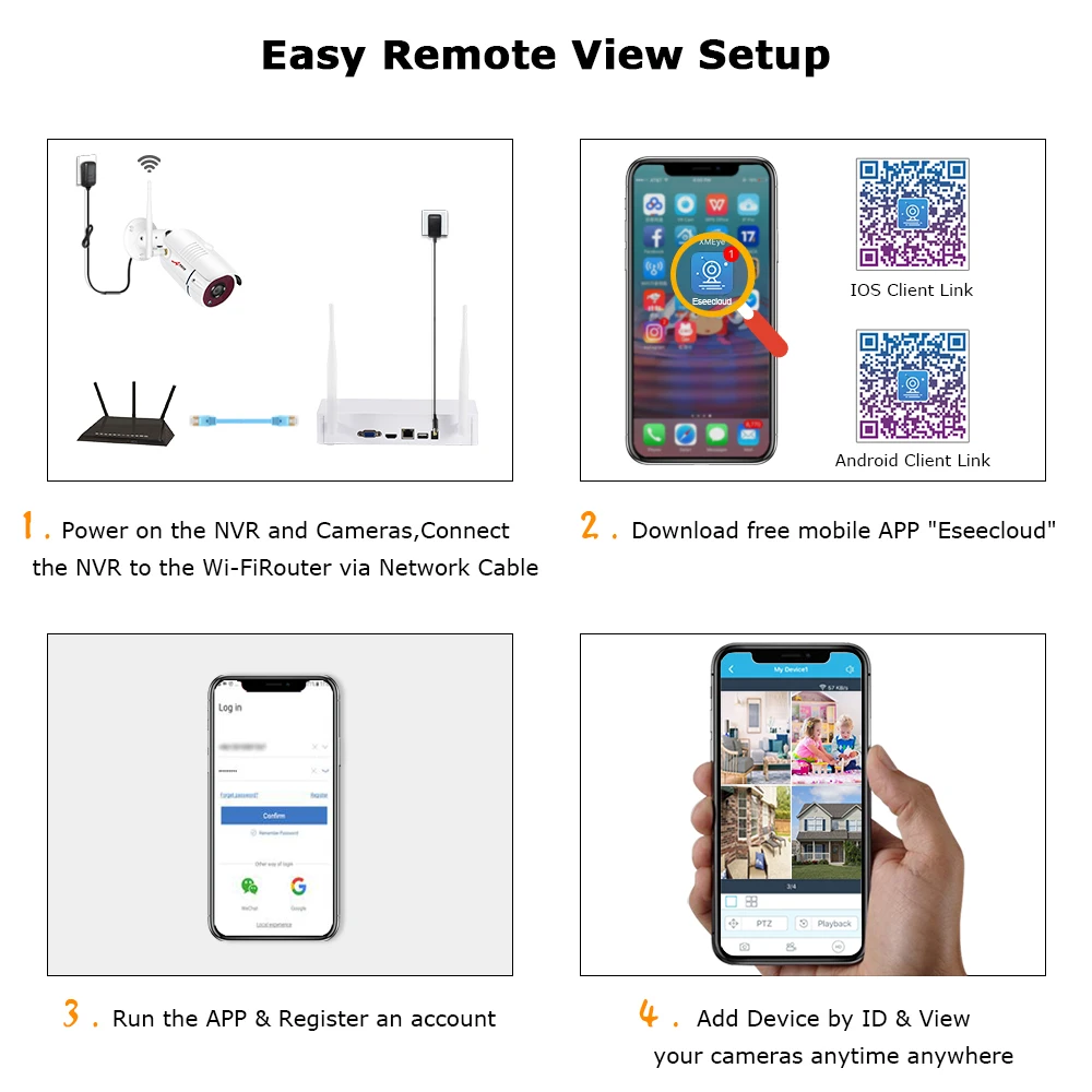 ANRAN Беспроводная 3MP CCTV система NVR комплект Открытый P2P Wifi IP камера безопасности