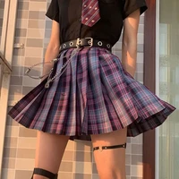 women purple black gothic pleated plaid skirt summer high waist korean harajuku y2k kawaii sexy mini a line skirts jk cosplay